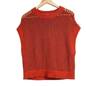 Madewell‎ Orange Crochet Knit Sleeveless Vest Sweater Top Size S